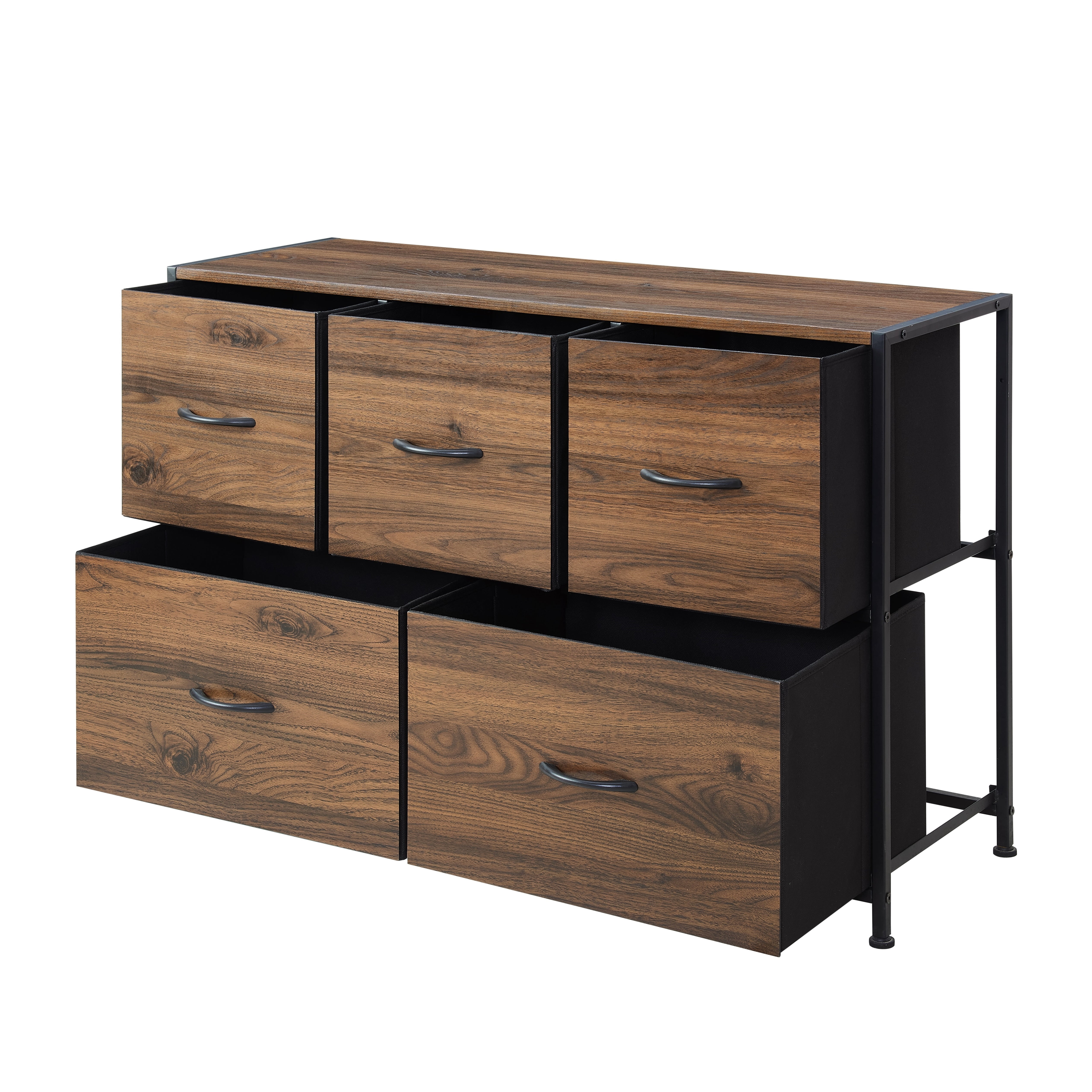 Mainstays 5 Drawer Fabric Storage Dresser for Bedroom, Brown  (图4)