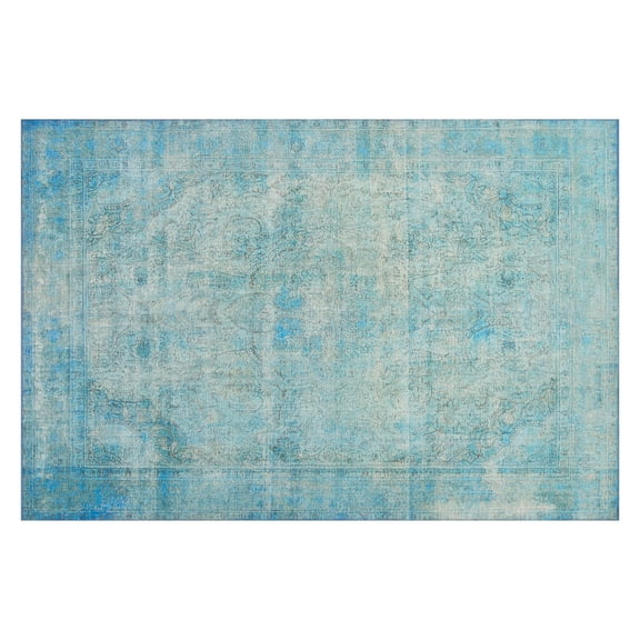 Loloi II Loren Collection LQ-08 Aqua Oriental Area Rug 3'-6" x 5'-6"