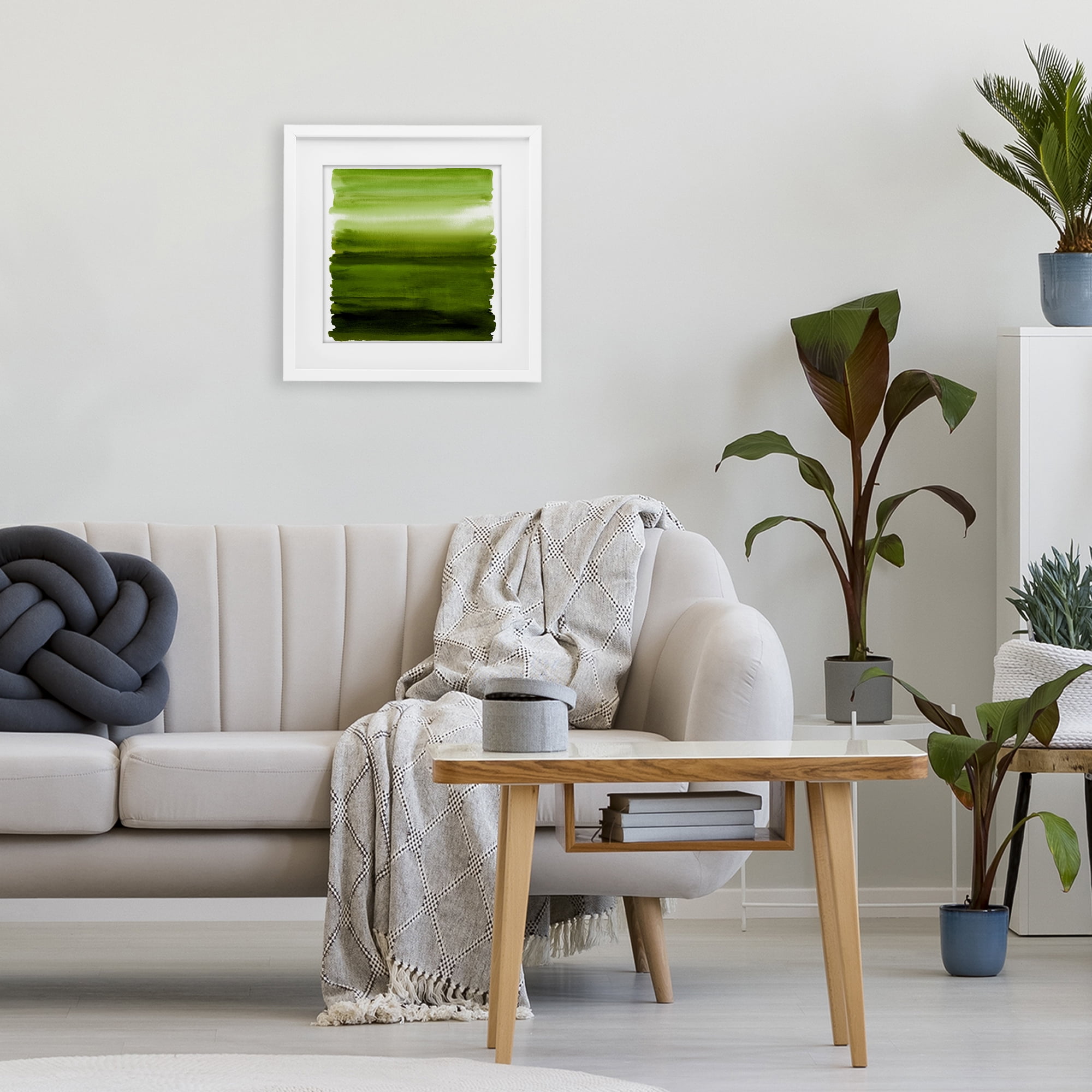 Stupell Industries Earthy Green Ombre White Framed Print Under Glass, design by Allie Corbin