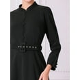 thumbnail image 4 of DARING DIVA Long Sleeve Flare Mock Neck Belted Church Dress 2XL Black, 4 of 6