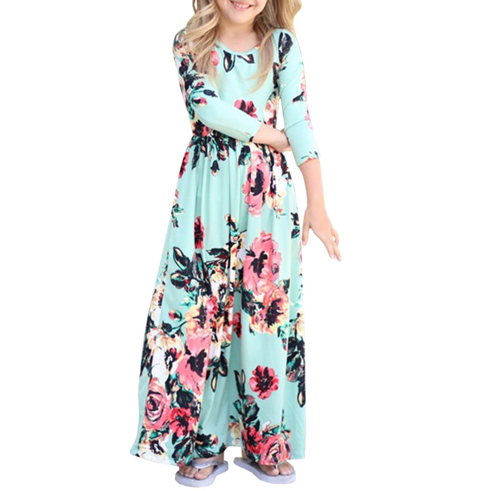SySea - Girl's Floral Long Dress Full Sleeve Children Casual Dresses ...
