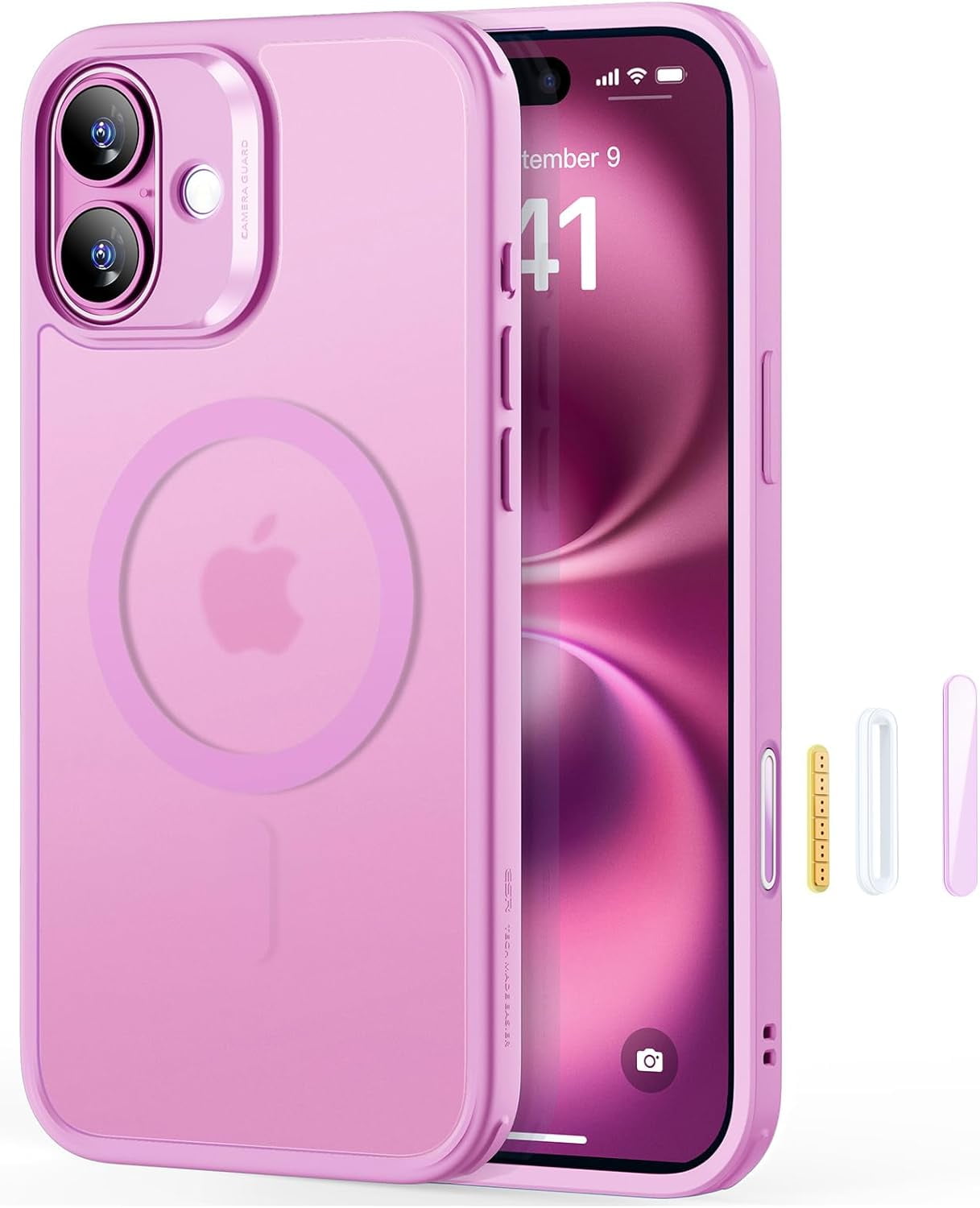 MHAWBL-for iPhone 16 PlusCase, Compatible with MagSafe, Shockproof Military-Grade Protection, Magnetic Phone Case for iPhone 16 Plus, Classic Hybrid Case (HaloLock), Frosted Pink