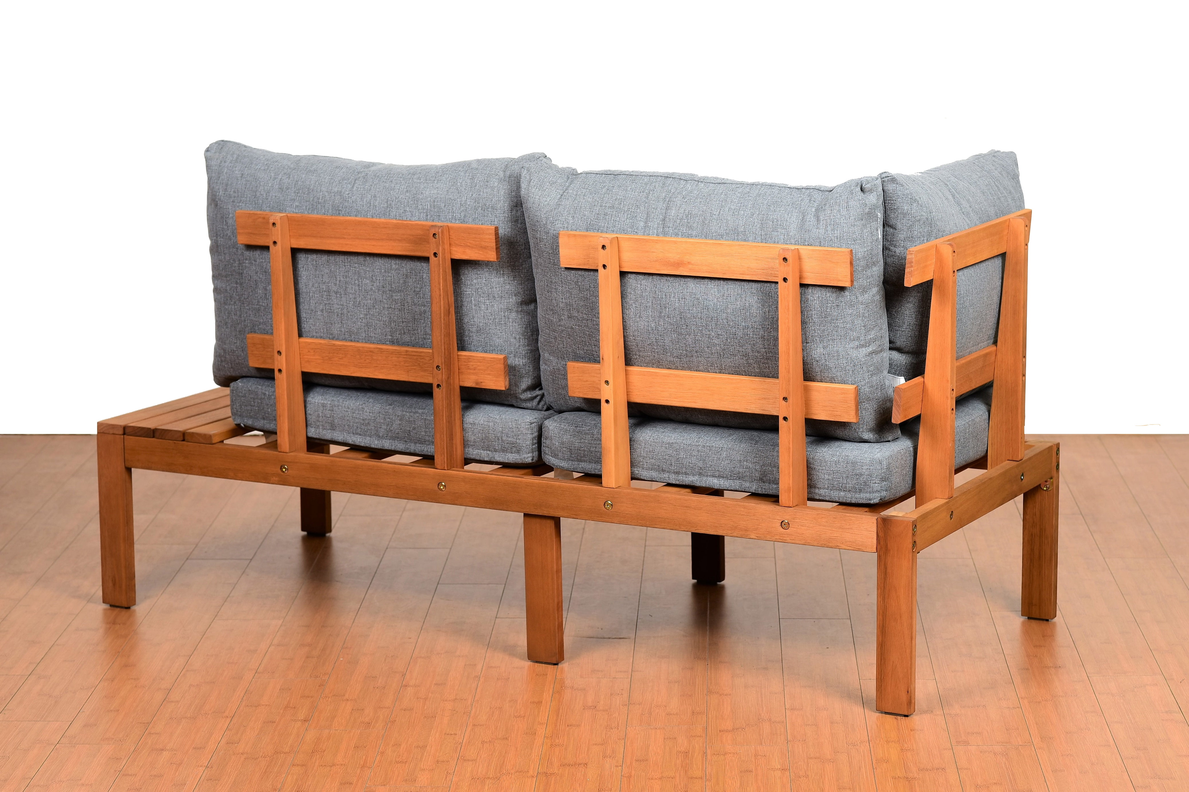 Amazonia Giffo 3 Pieces Teak Patio Conversation Set W/Gray Cushions
