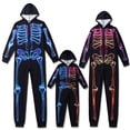 thumbnail image 1 of Halloween Matching Family Pajamas Sets Holiday Hooded One-Piece PJS Family Skeleton Jumpsuit, 1 of 7