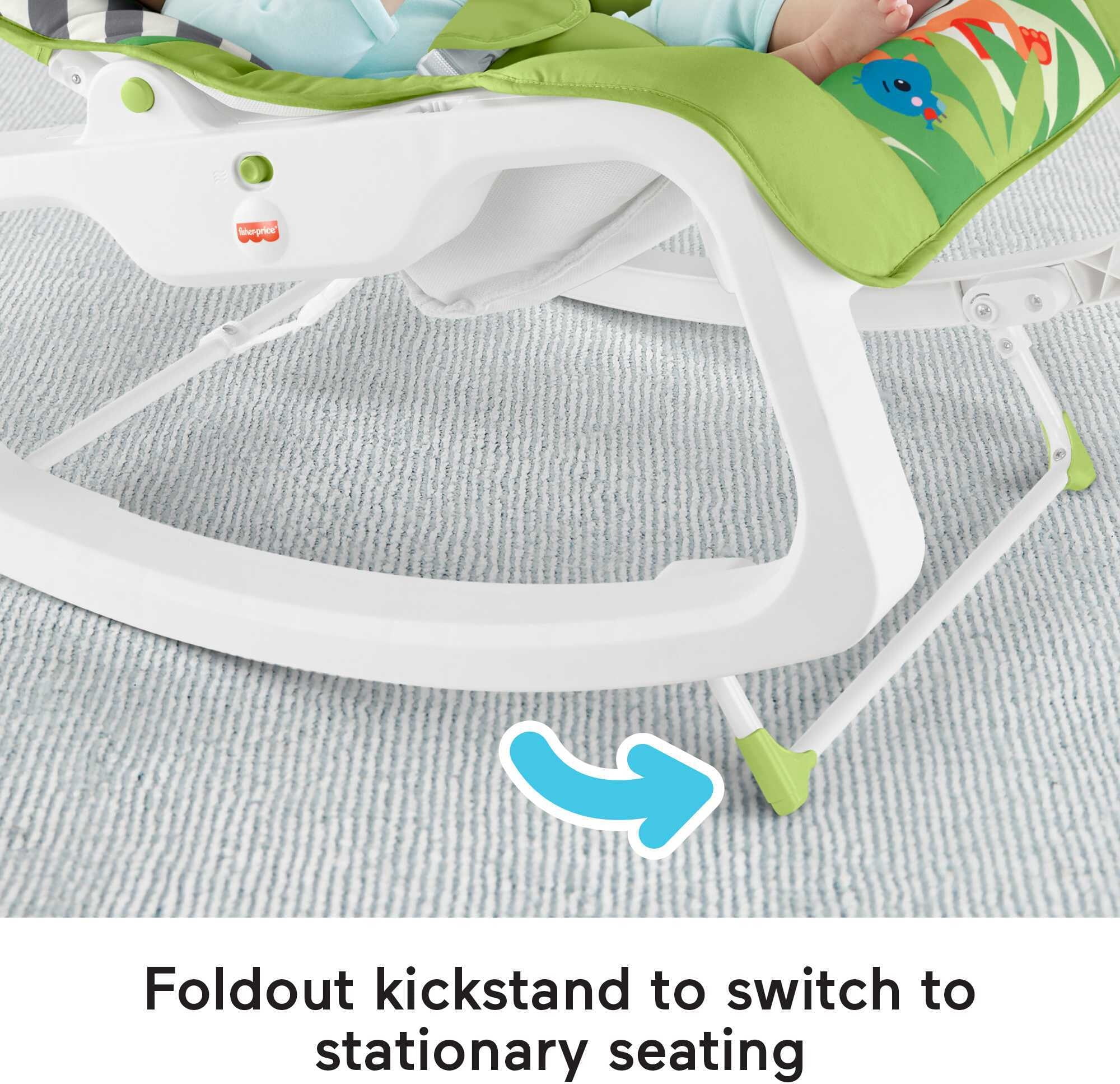 Fisher-Price Infant-to-Toddler Rocker Seat with Vibrations and Removable Toy Bar, Green