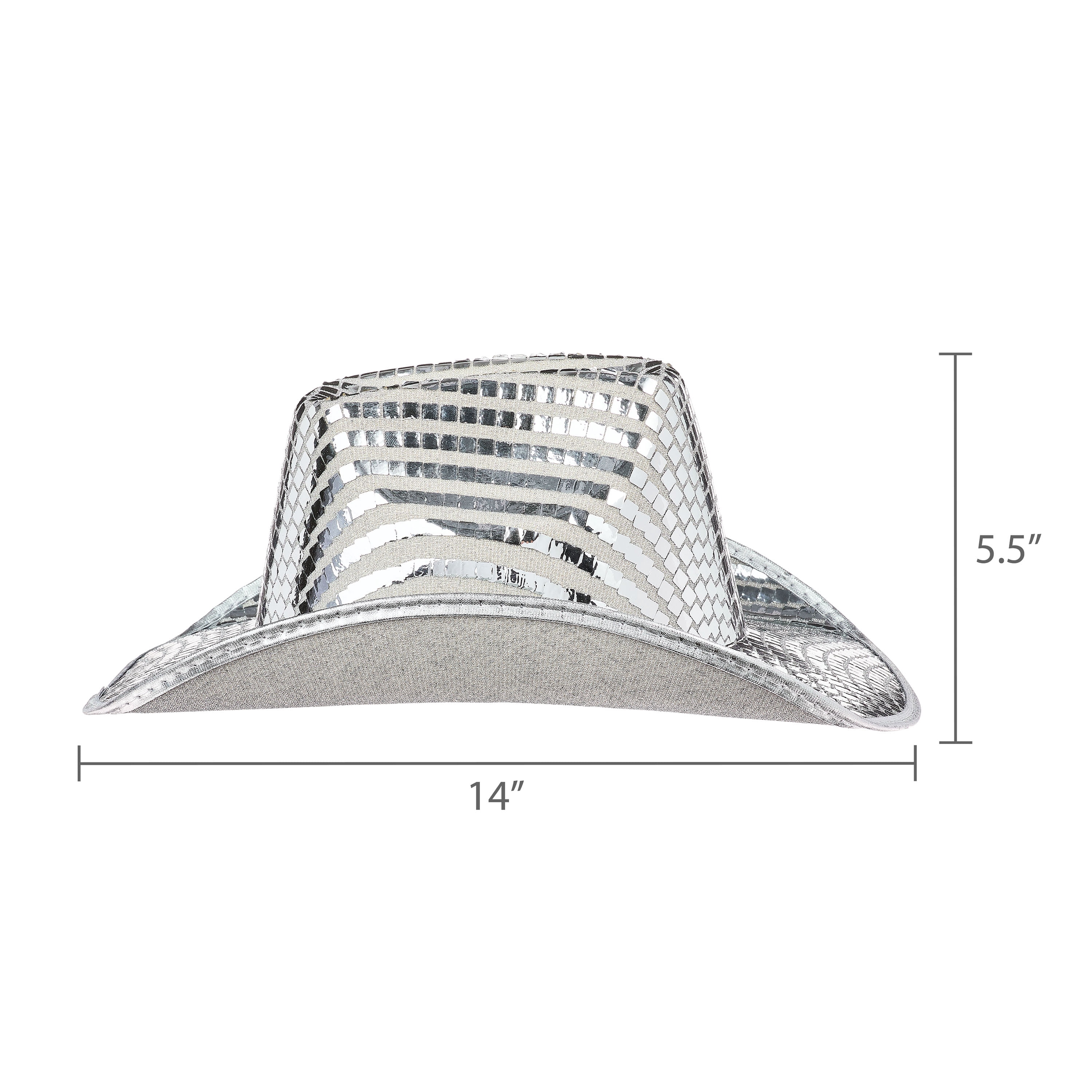 Silver Disco Cowboy Hat, for Adults, One Size Fits Most, by Way To Celebrate