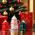thumbnail image 4 of MOPOOR Christmas Tree Ceramic Mug Mug Large Capacity with Lid Spoon Sustenance Gift,Festive Ceramic Christmas Tree Mug - Easy to Clean-Christmas Coffee Cup - Adorned with Holiday Charm, 4 of 5