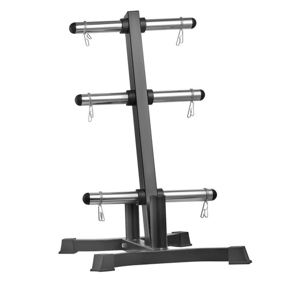 Pro Style Olympic Plate Rack Organizer | 2 inch Barbell Storage Stand with 1000 lbs Weight Capacity