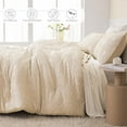 thumbnail image 5 of Whale Flotilla 3-Piece Tufted Queen Size Comforter Set, Soft Fluffy Shabby Chic Comforter for All Seasons, Farmhouse Boho Duvet Bedding Sets with 2 Pillow Shams, 90"x90", Beige, 5 of 9