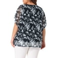 thumbnail image 3 of Agnes Orinda Plus Size Blouse for Women Floral Pattern Batwing Sleeve Beach Cover Loose Tunic Shirt Tops 4X Black, 3 of 6