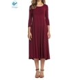 thumbnail image 5 of Deago Women's Casual Dresses 3/4 Sleeve Round Neck A-line and Flare Midi Long Dress For Spring Summer Fall (Navy, L), 5 of 8