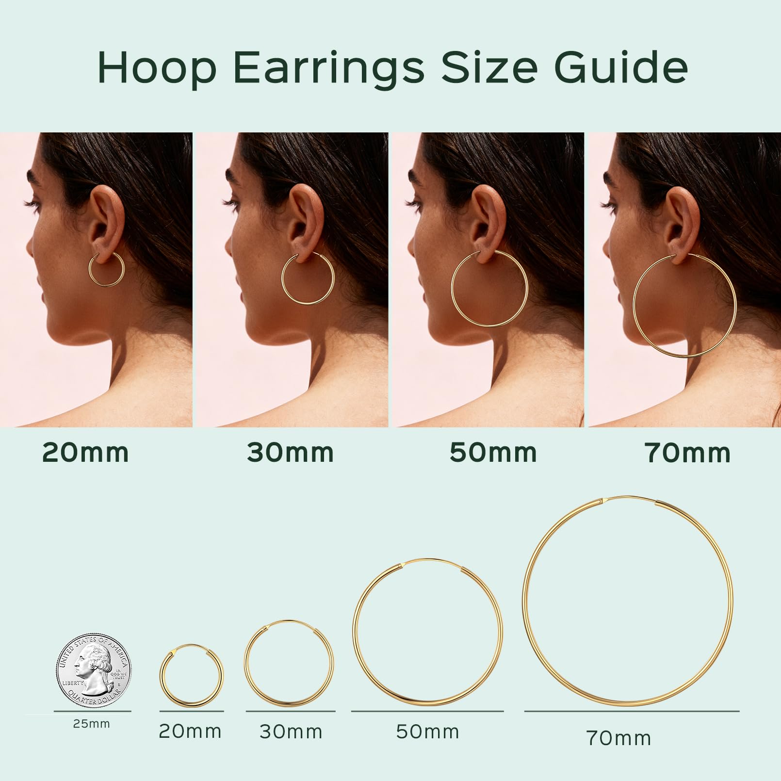 ChicSilver Large Gold Plated Silver Hoop Earrings for Women 14k Gold Hoop Earrings for Women Hypoallergenic Big Endless Hoops Earring 70MM