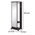 thumbnail image 5 of Benjara BM211137 Mirror & Wood Hall Tree with Hanging Rod & Casters - Brown & Silver, 5 of 5