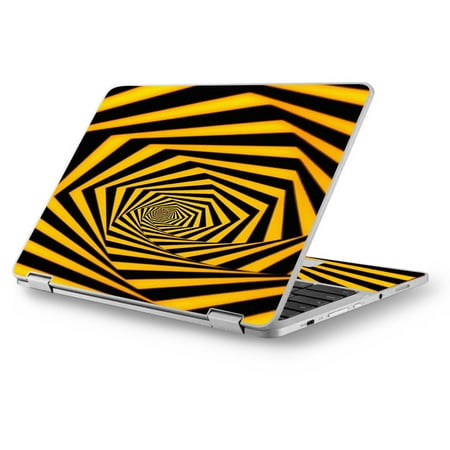 Skins Decals for Asus Chromebook 12.5" Flip C302CA Laptop Vinyl Wrap / Black Yellow Trippy Pattern