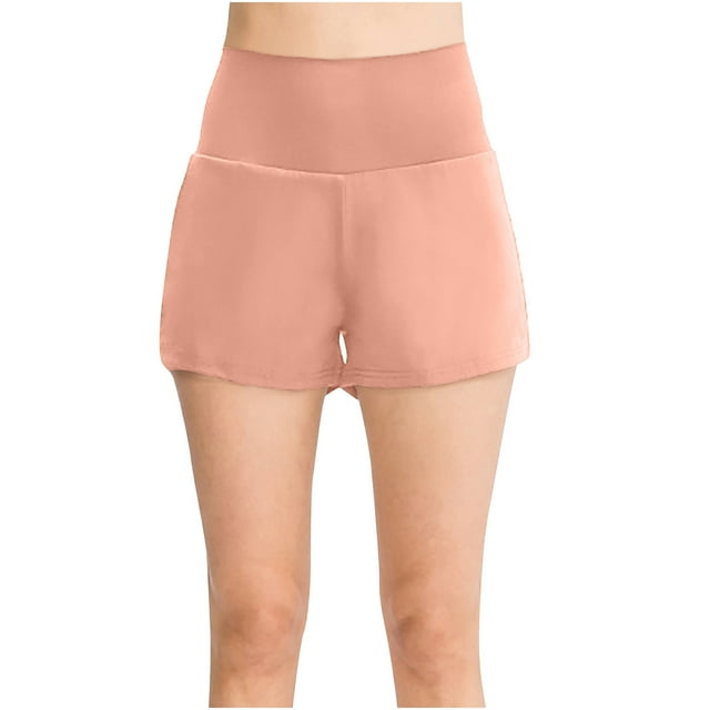 LOVZFMLL Women's Athletic Solid ColorShorts For Women Running Workout Gym Short Dry High Waisted Watermelon Red XL