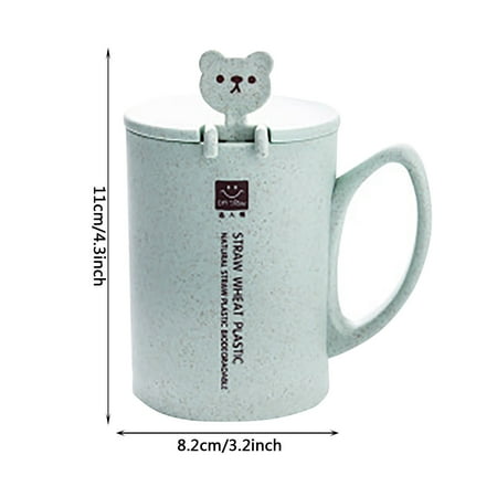 

JeashCHAT 1PC Mug Cartoon Cute Coffee Cereal Breakfast Water Cup With Lid With Spoon Clearance