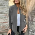 thumbnail image 2 of jtjvou Wool Coat Women Elegant Cropped Pea Coats Casual Long Sleeve Open Front Blazer Jackets Zip Up Outwear Cardigan Gray L, 2 of 3