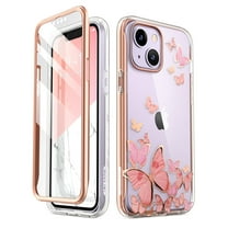 i-Blason Cosmo Series Case for iPhone 14 Plus 6.7 inch (2022 Release), Slim Full-Body Stylish Protective Case with Built-in Screen Protector(Pinkfly)