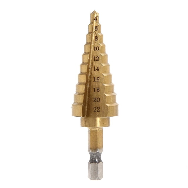 Cortador de agujero de broca de cono de paso de titanio hexagonal 4-22MM HSS 4241 para chapa