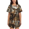 thumbnail image 1 of Balery American Wildlife Deer Forest Conjunto de Pijama para Mujer con Estampado, Dos Piezas de Manga Corta y Shorts, Ropa de Dormir Suave con Cuello Redondo y Bolsillos-Small, 1 of 6