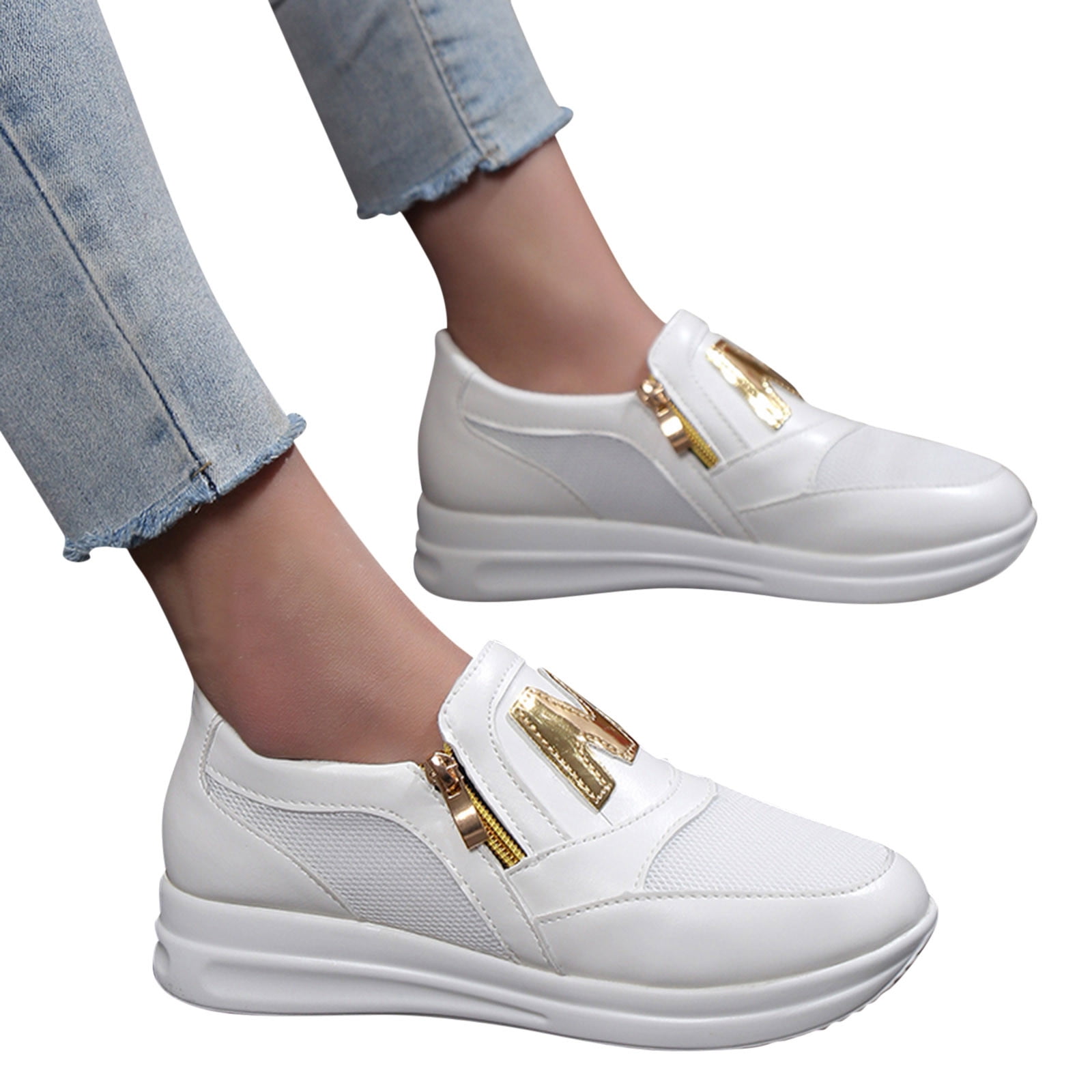 que shoes LL ホワイト XIAQUJ Women Sneakers Fashionable Simple and Solid Color