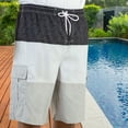thumbnail image 4 of North 15 Men's Board Beach Swim Trunks Shorts with Cargo Pokcet-5111-Blk/Gry-5XL, 4 of 7