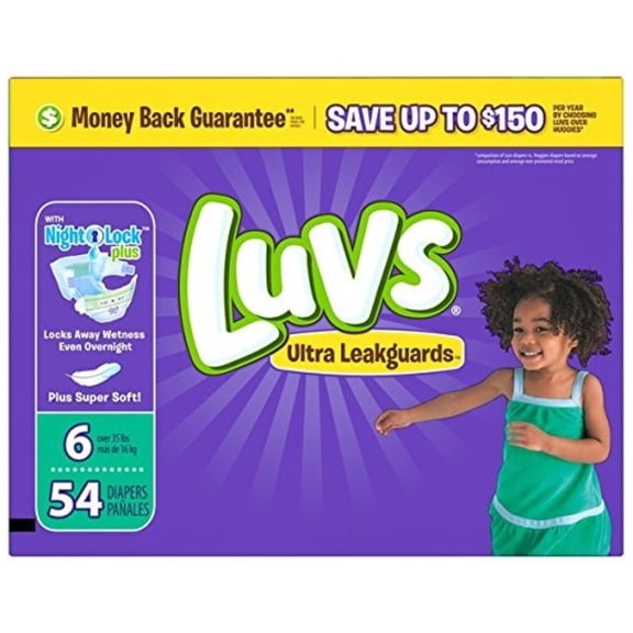 Luvs Ultra Leakguards Diapers, Size 6, 54 Diapers