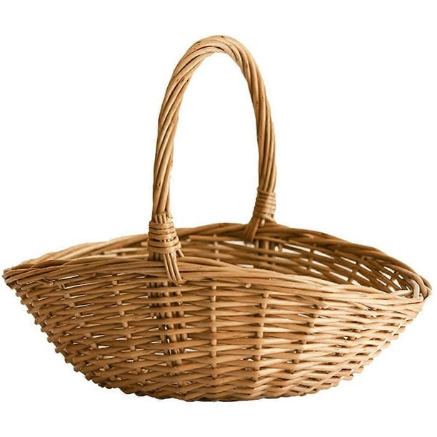 Wicker Basket with Handle, Wicker Shopping Basket, Gift Hamper Basket, Picnic Baskets, Kitchen Stora