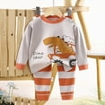 thumbnail image 2 of KPOPLK Toddler Baby Boy Fall Winter Outfits Dinoasur Print Tee Shirt Casual Pants 2Pcs Clothes Set for 3 6 9 12 18 Months 2T 3T Orange Size 2-3 Years, 2 of 4