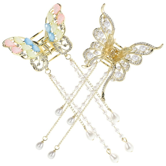 LEORX 2pcs Butterfly Metal Hair Clips Hair Accessory for Women Weddings in Elegant Design Golden