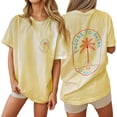 thumbnail image 4 of Womens Tshirts Casual Short Sleeve Graphic Print T Shirt Round Neck Womens Tops Dressy Casual Light Yellow L, 4 of 4