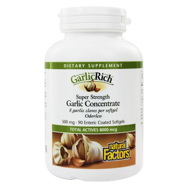 Natural Factors GarlicRich Super Strength Garlic Concentrate 500 mg. 90 Enteric Coated