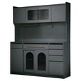 thumbnail image 3 of Harper & Bright Designs Freestanding Kitchen Pantry Storage Cabinet with Drawers and Shelves, Large Kitchen Hutch with Door Towel Rack Power Outlet, Black, 3 of 17