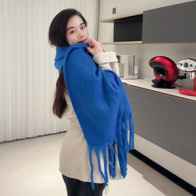 Nvzi Bufanda Pashmina Chales y Chales para Vestidos de Noche Viajes Oficina Bodas de Invierno Bufandas Grandes de Tacto de Cachemira, Azul C