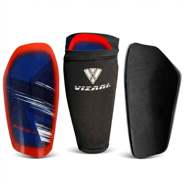 Vizari Espinilleras de Fútbol sin Cierre para Adultos y Jóvenes / Espinilleras Protectoras Ligeras para Hombre y Mujeres - Azul Rey/blanco, L