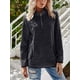 thumbnail image 5 of Sudadera con capucha para mujer Sudadera con capucha de color sólido Manga larga Cuello con cremallera Top suelto informal de otoño, Negro, M Vogacara  AP003716-12, 5 of 7