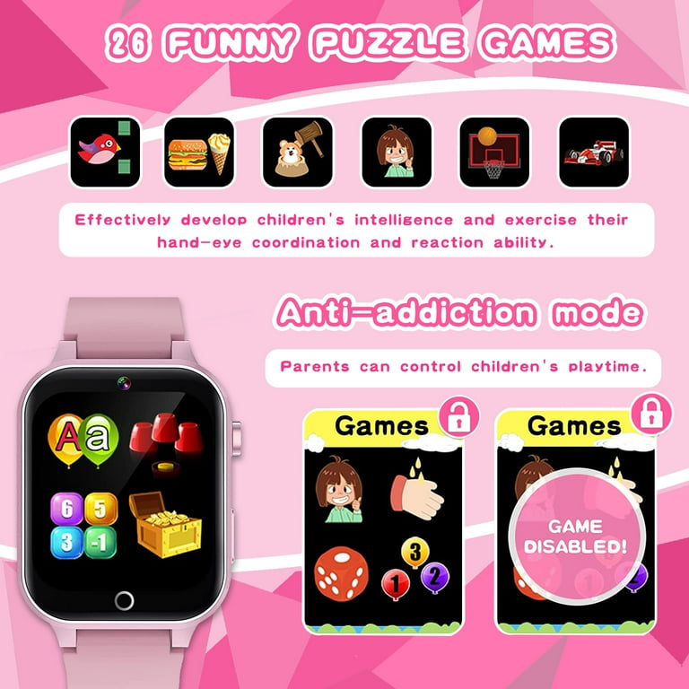 Kids Smart Watches Girls with 26 Games, High-Resolution