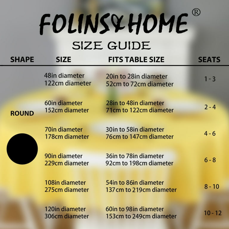 FOLINS&HOME 48-Inch Yellow Round Tablecloth - Waterproof, Wrinkle-Free Polyester For Indoor/Outdoor