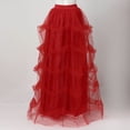 thumbnail image 5 of Yuncity Women Skirts Solid Color High Waist Elastic Maxi A-Line Mesh Asymmetrical Ruffle Summer Leisure Evening Ceremonies Wear Women's Skirts Size XL Red, 5 of 5