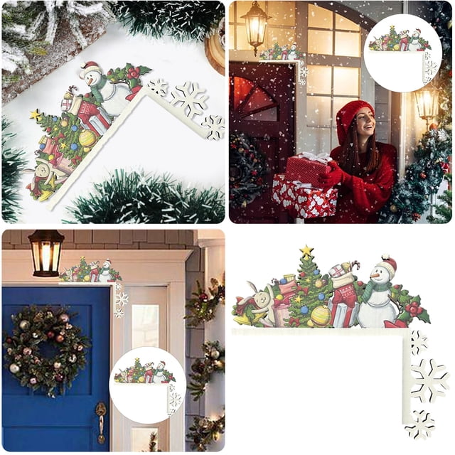 Festive Wooden Door Frame Corner for Holiday Season Home and Event Party Decoration