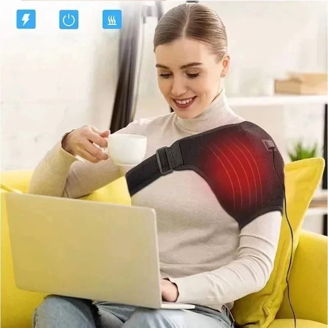 Heated Shoulder Brace Massage Rotator Cuff Support Compression Wrap Rechargeable