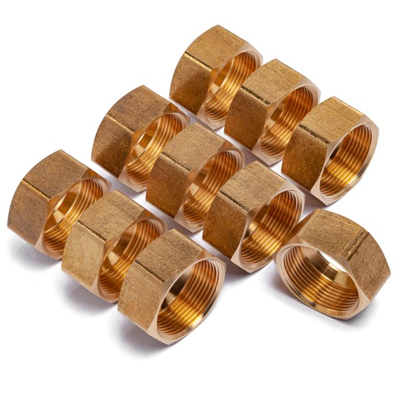 LTWFITTING 7/8" Brass Compression Nut,Brass Compression Fitting(Pack of 10)