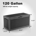thumbnail image 7 of 120 Gallon Outdoor Waterproof Resin Storage Deck Box Lockable Outside Bench UV Resistant Bin Patio Porch Furniture Pool Float Garden Tool Cushion Black, 7 of 7