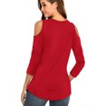 thumbnail image 2 of JYLFC T-Shirts for Women Criss Cross V-Neck Three-quarter Sleeves Top, Red M, 2 of 3