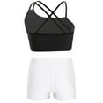 thumbnail image 2 of Sxiwei Kids Girls' 2 Pieces Dance Outfit Sport Crop Top Bra with Shorts Set Sports Workout Gymnastics Black&White 3XL, 2 of 7
