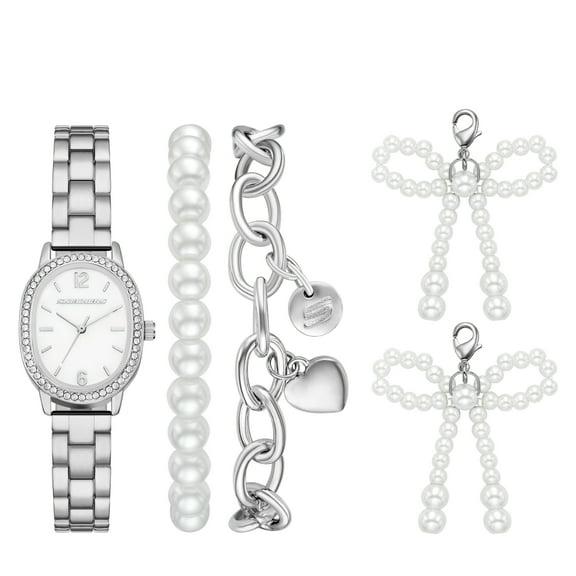 Skechers Women's Sets Analog Silver Metal Watch