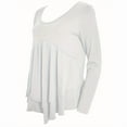 thumbnail image 3 of MORTTIC Women's Layered Ruffle Hem Tunic Long Sleeve Button Front Casual Round Neck Blouse for Everyday Wear White，XXL, 3 of 5