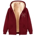 thumbnail image 2 of Chaqueta y sudadera informal con capucha de manga larga para mujer, con estampado de moda, de polar y capucha, 2 of 4