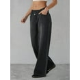thumbnail image 5 of Female Denim High Waist Pocket Wide Leg Jeans Black XXXL, 5 of 7