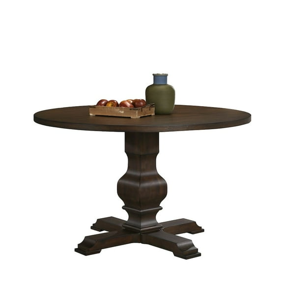 Roundhill Furniture Havre Pedestal Base Round Dining Table, Espresso
